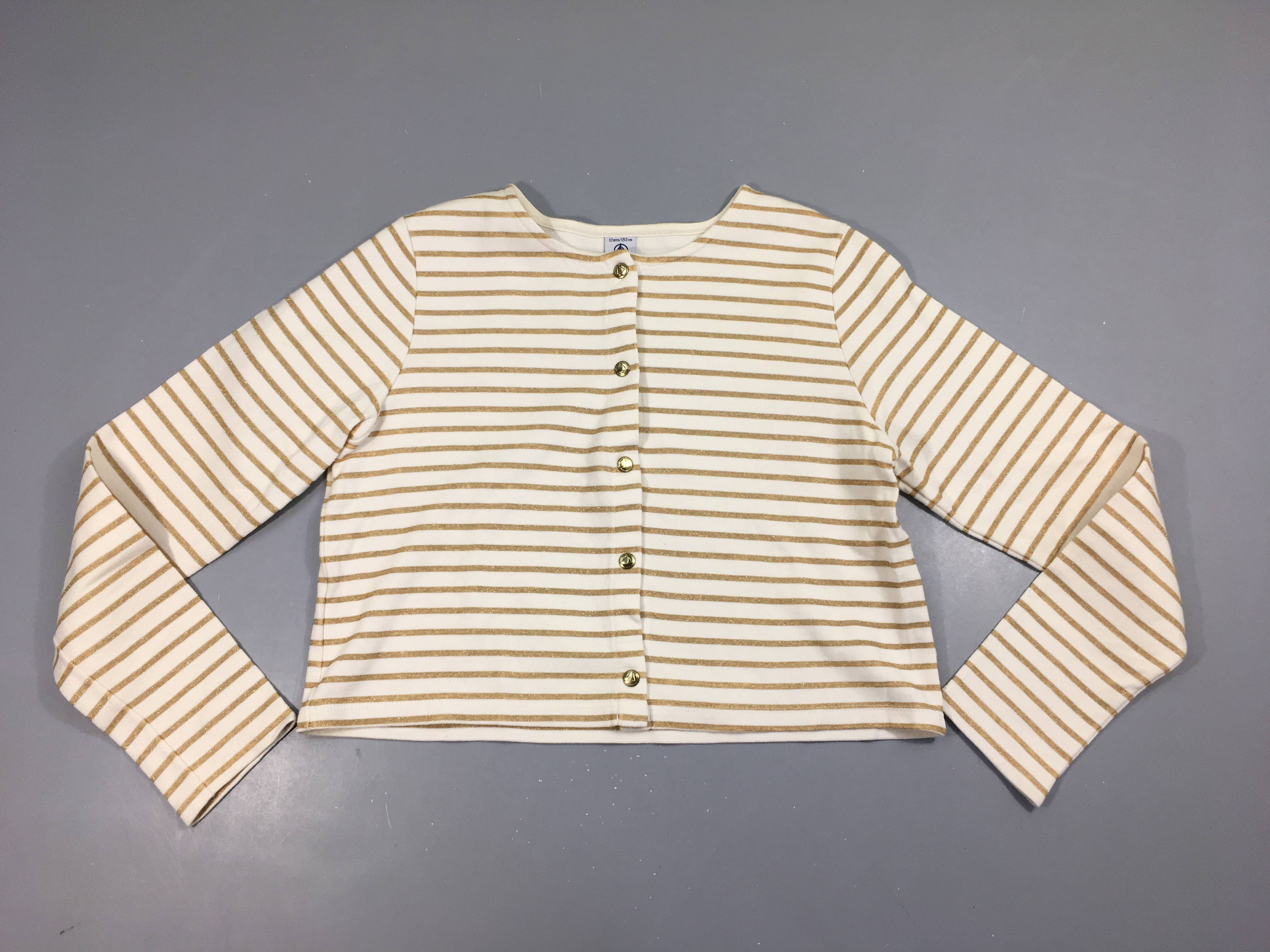 Sweat à pressions beige rayé doré irisé