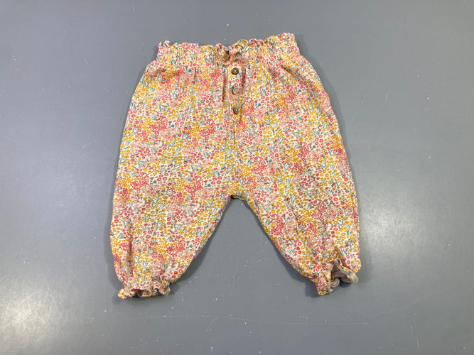 Pantalon jersey fleuri jaunes-rose s.moks tailles et chevilles, moins cher chez Petit Kiwi