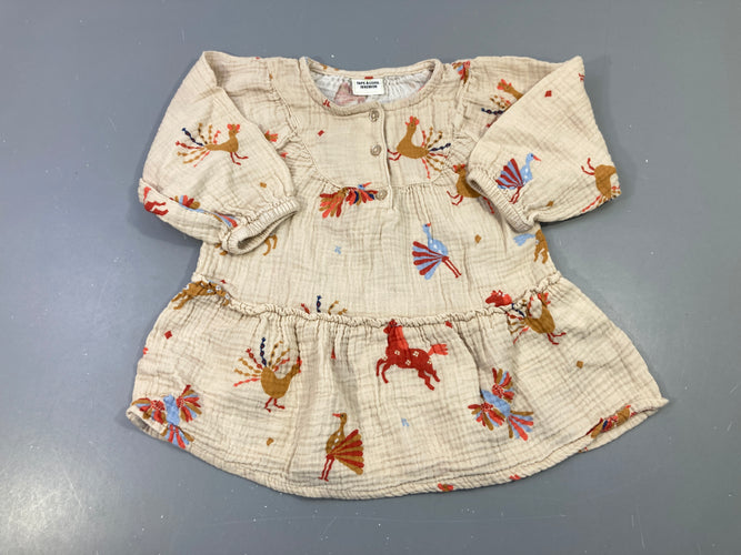 Robe m.l tetra beige animaux ocres, moins cher chez Petit Kiwi