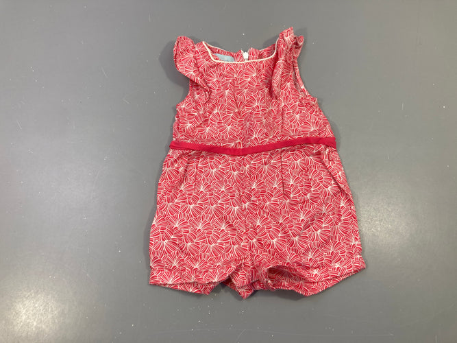 Combishort rose fleurie blanc zippée dos, moins cher chez Petit Kiwi
