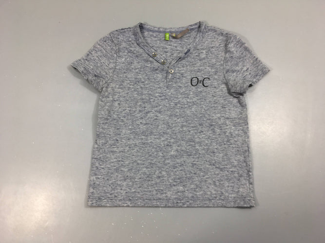 T-shirt m.c bleu chiné col V boutons, moins cher chez Petit Kiwi