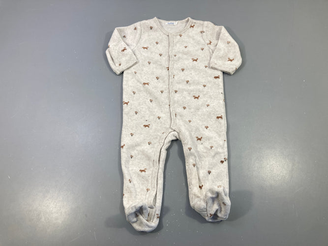 Pyjama velours greige renards champignons, moins cher chez Petit Kiwi