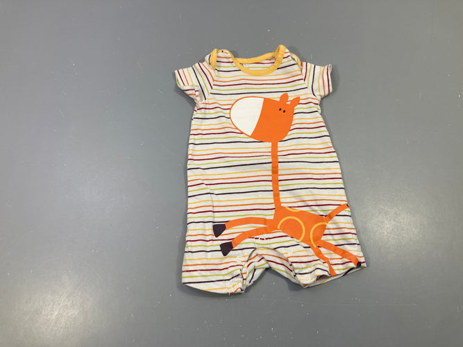 Combishort jersey blanc rayé couleur Girafe, moins cher chez Petit Kiwi