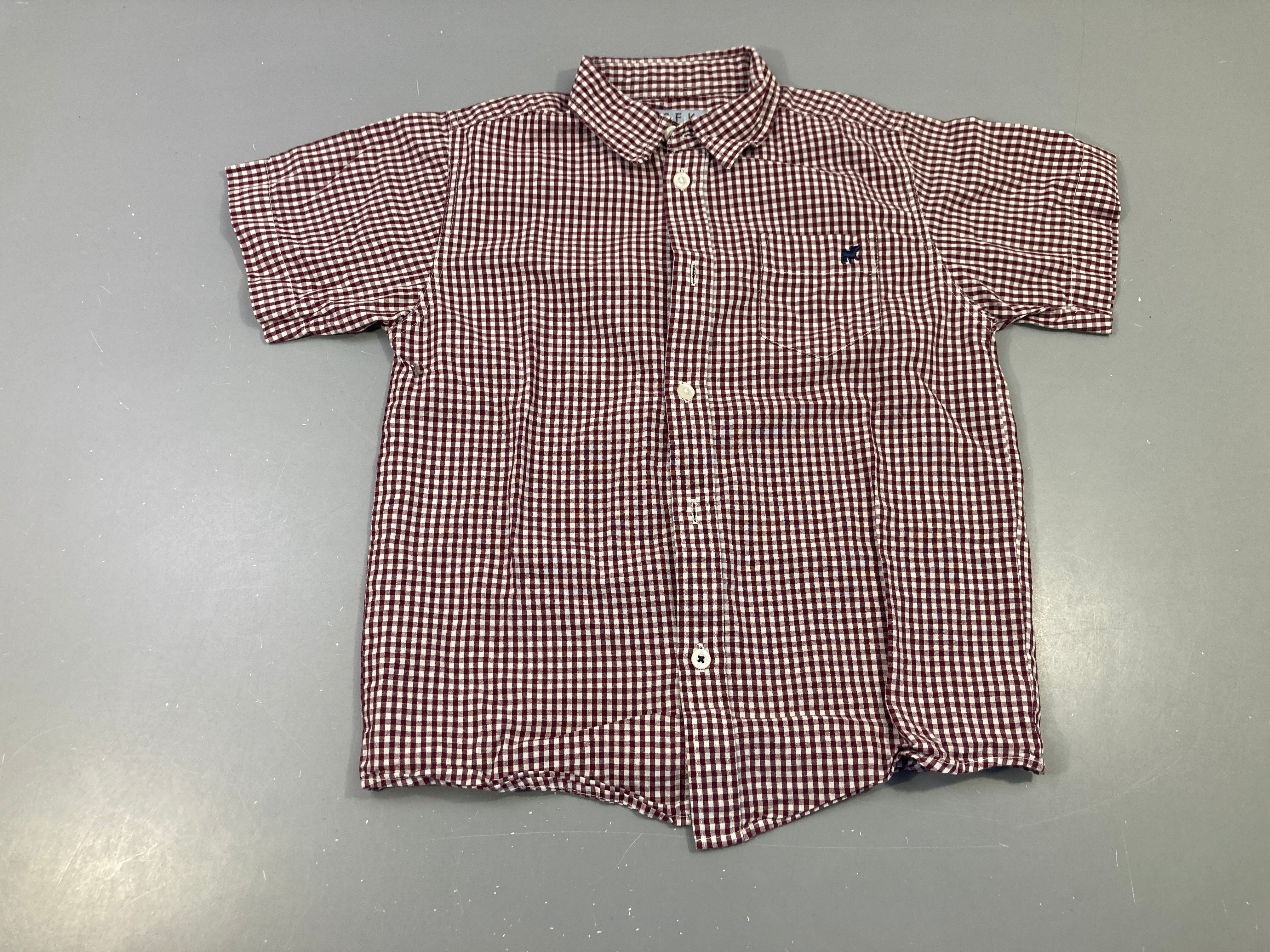 Chemise m.c à carreaux blanc-bordeau