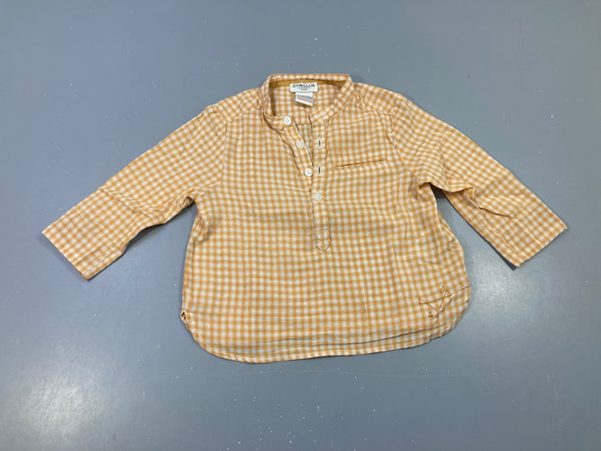 Chemise m.l à carreaux jaune-écru, moins cher chez Petit Kiwi