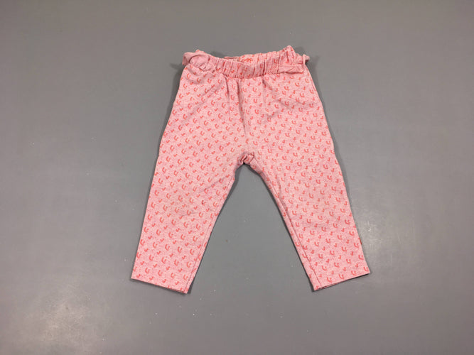 Pantalon jersey rose chiné motifs corail froufrous taille, moins cher chez Petit Kiwi