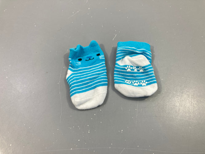 Chaussettes chat bleu rayé, moins cher chez Petit Kiwi