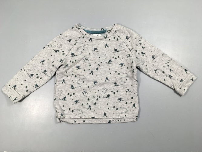 Sweat gris chiné ski, moins cher chez Petit Kiwi