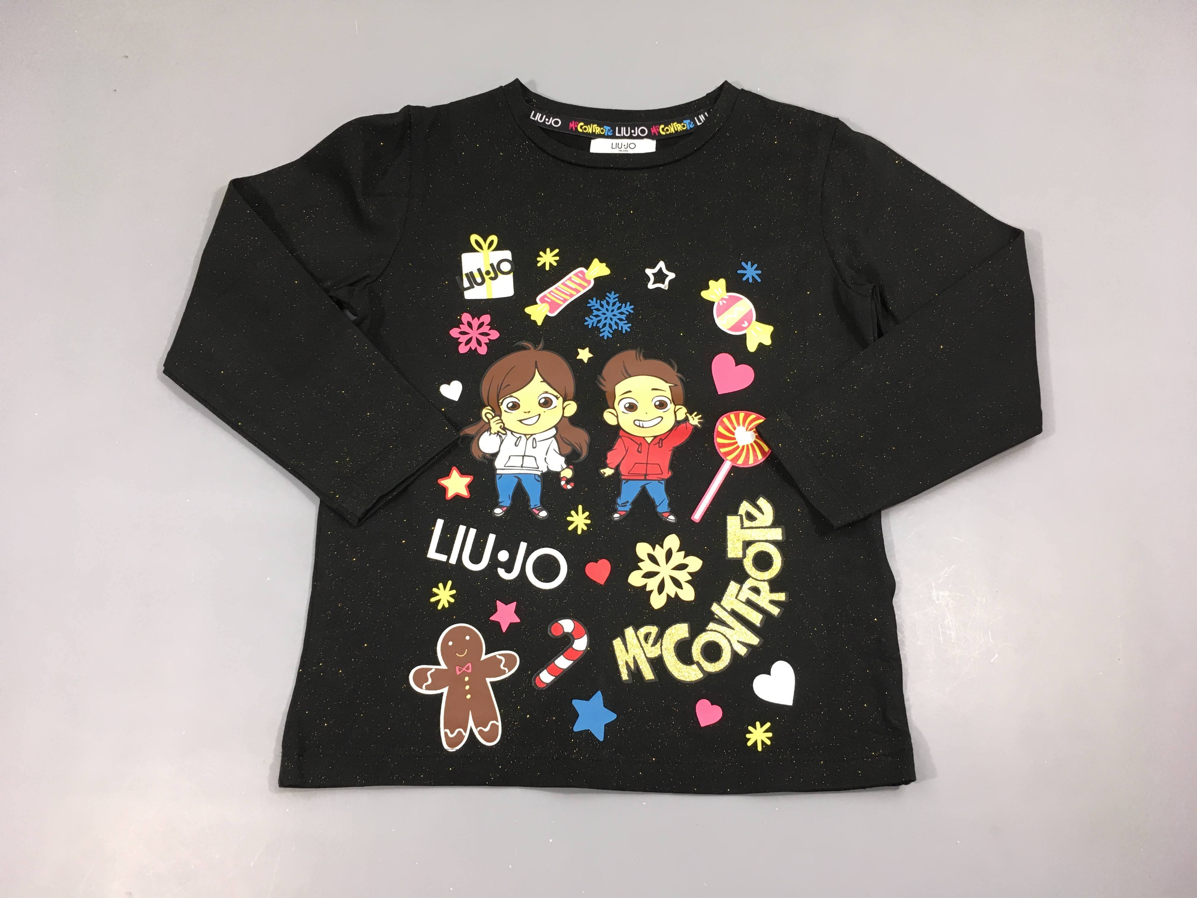 T-shirt m.l noir paillété doré enfants Liu.Jo