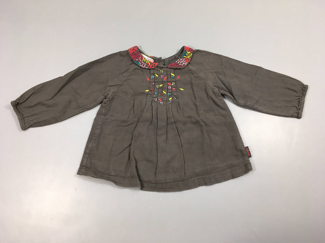 T-shirt m.l gris col brodés traitscouleur, moins cher chez Petit Kiwi