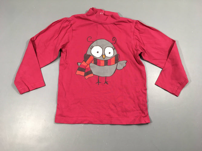 T-shirt m.l rose col montant hiboux, moins cher chez Petit Kiwi