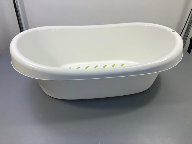 Baignoire plastique blanche/verte, moins cher chez Petit Kiwi