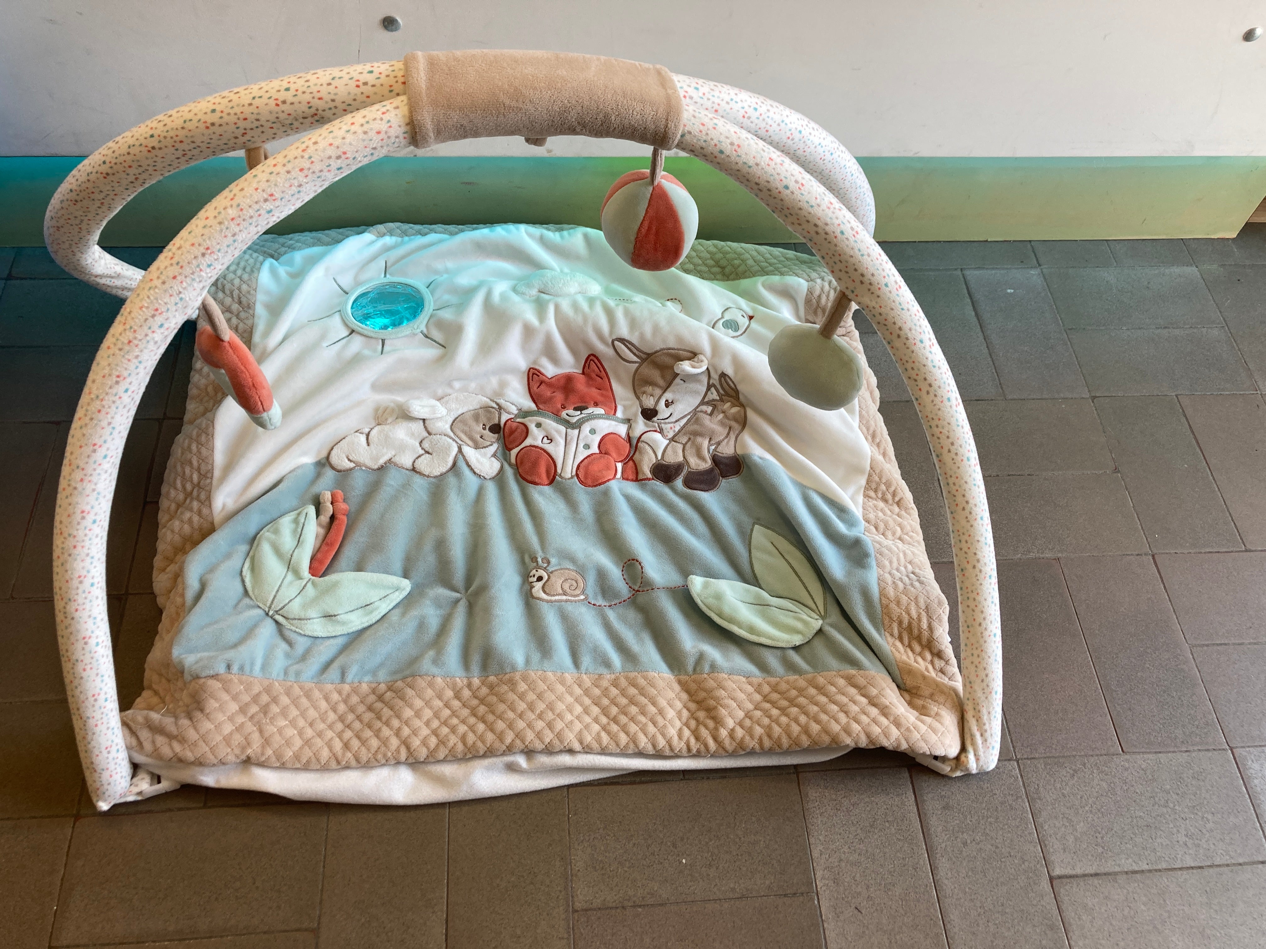 Tapis d'éveil velours écru/beige Fanny et Oscar