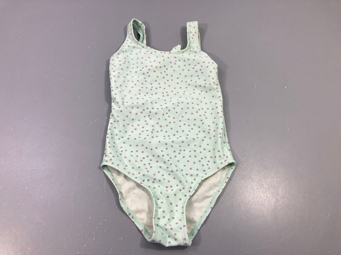 Maillot vert d'eau pois mauve, moins cher chez Petit Kiwi