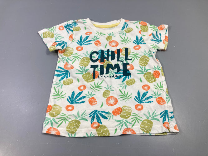 T-shirt m.c blanc ananas, chill time, moins cher chez Petit Kiwi