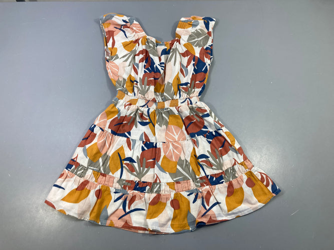 Robe s.m imprimé végétal tons terre, moins cher chez Petit Kiwi