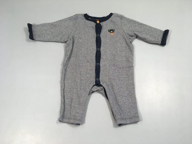 Combinaison gris ligné bleu koala, moins cher chez Petit Kiwi
