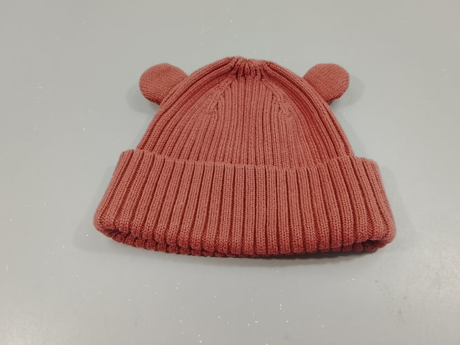 Bonnet terracota cotelé, petites oreilles  (86cm), moins cher chez Petit Kiwi