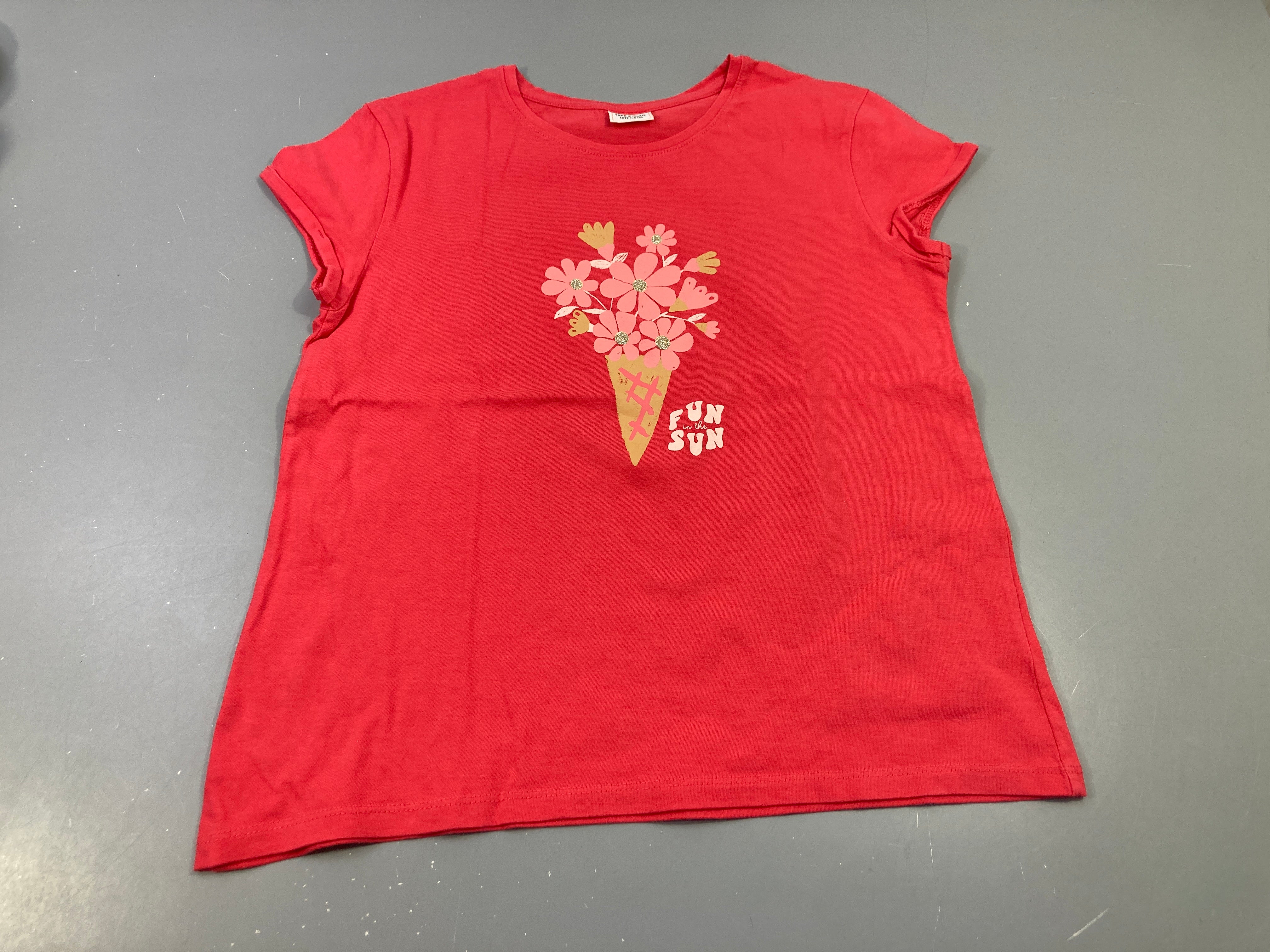 T-shirt m.c rose vif motif fleurs