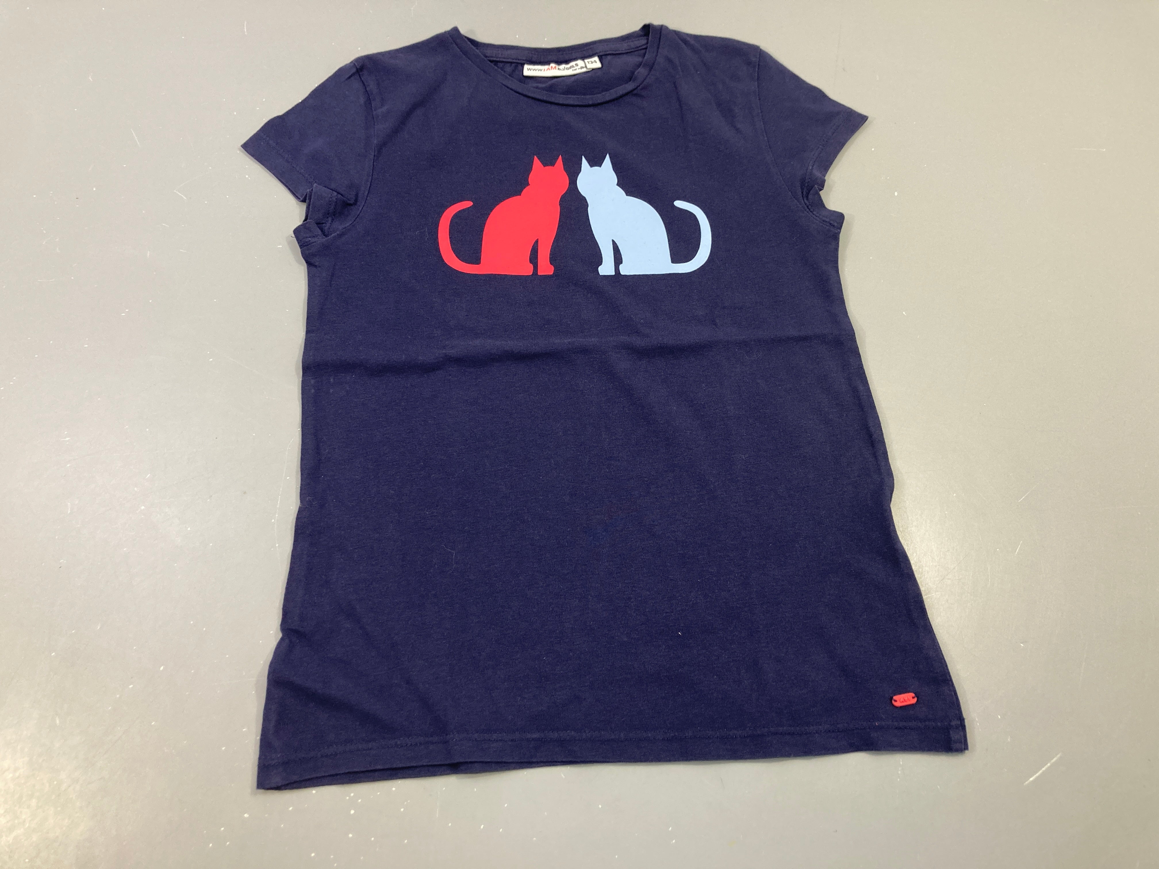T-shirt m.c bleu foncé motif chats
