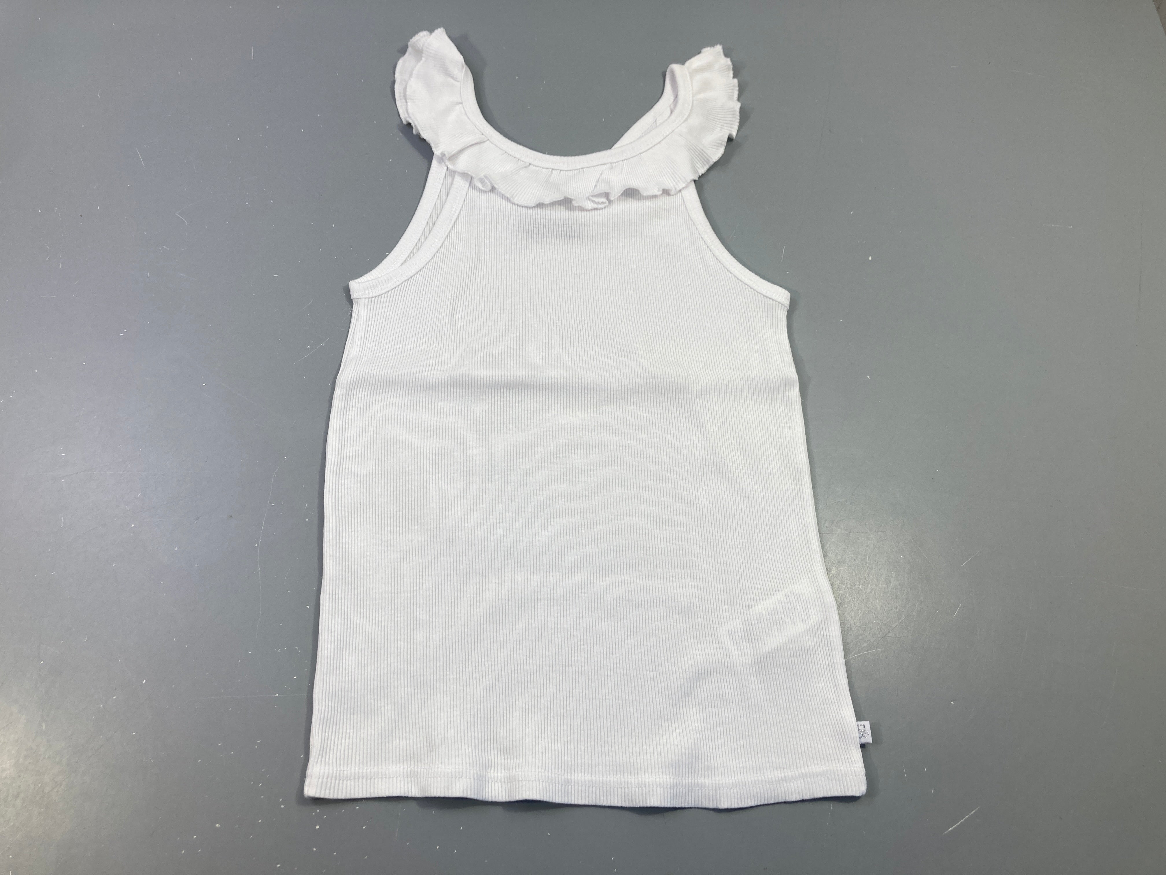 T-shirt s.m fines bretelles blanc cotelé