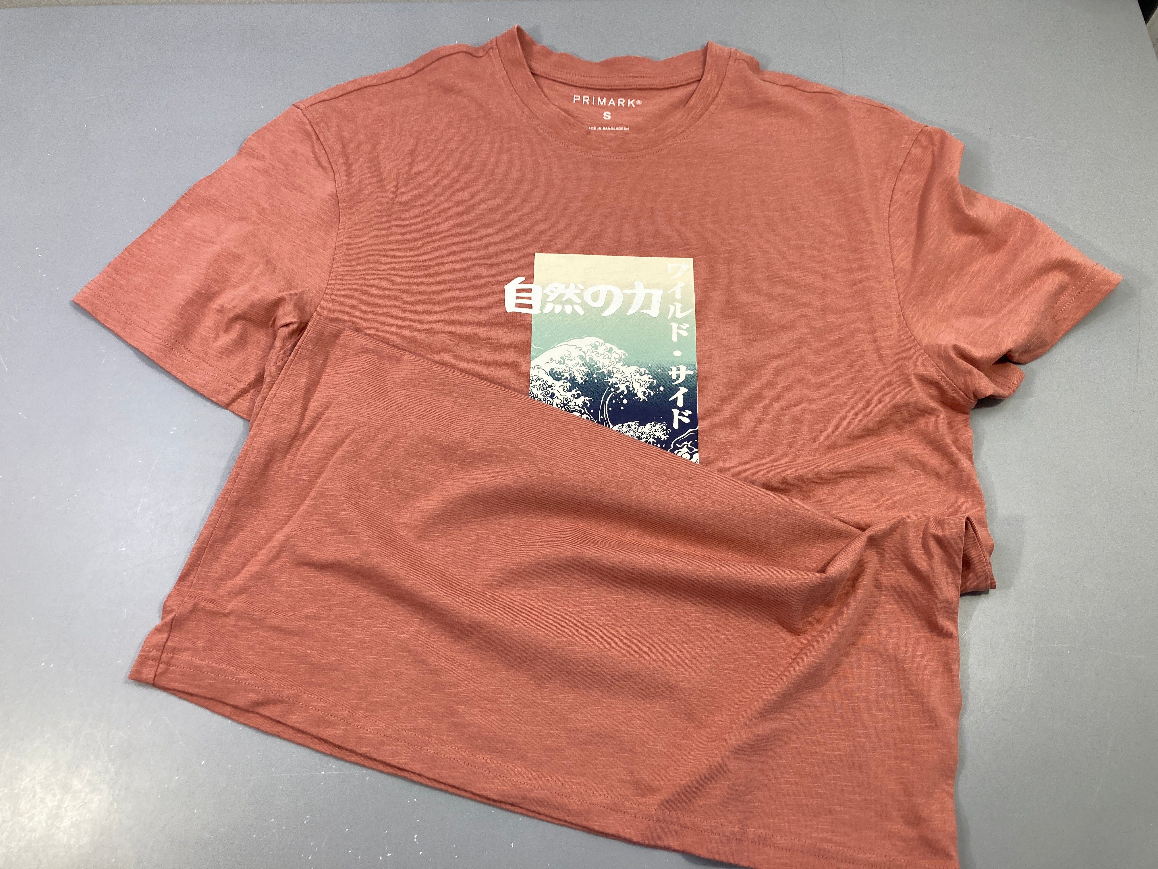 T-shirt m.c vieux rose , motif estampe japonaise devant/dos