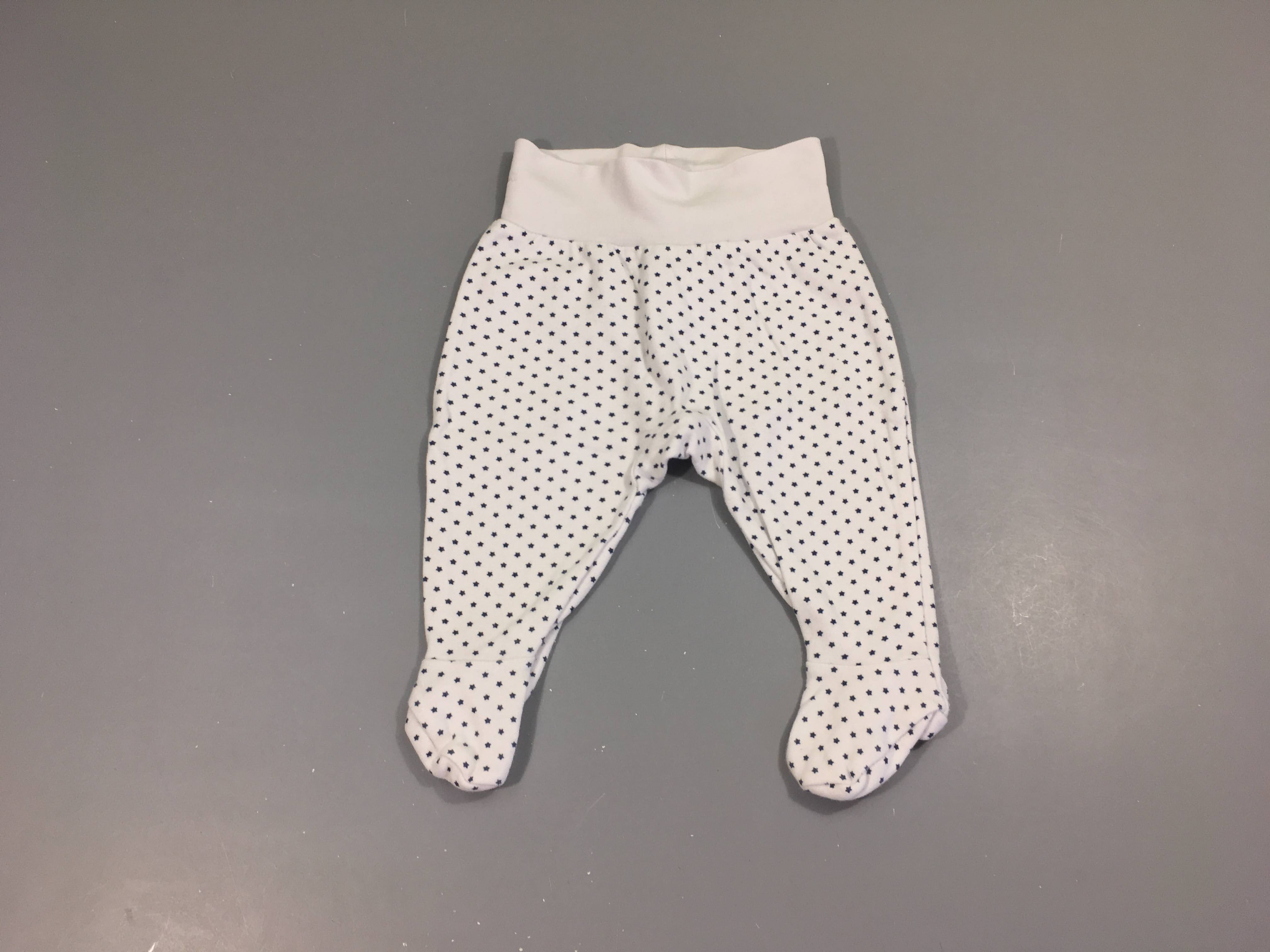 Pantalon jersey à pieds blanc étoles bleues