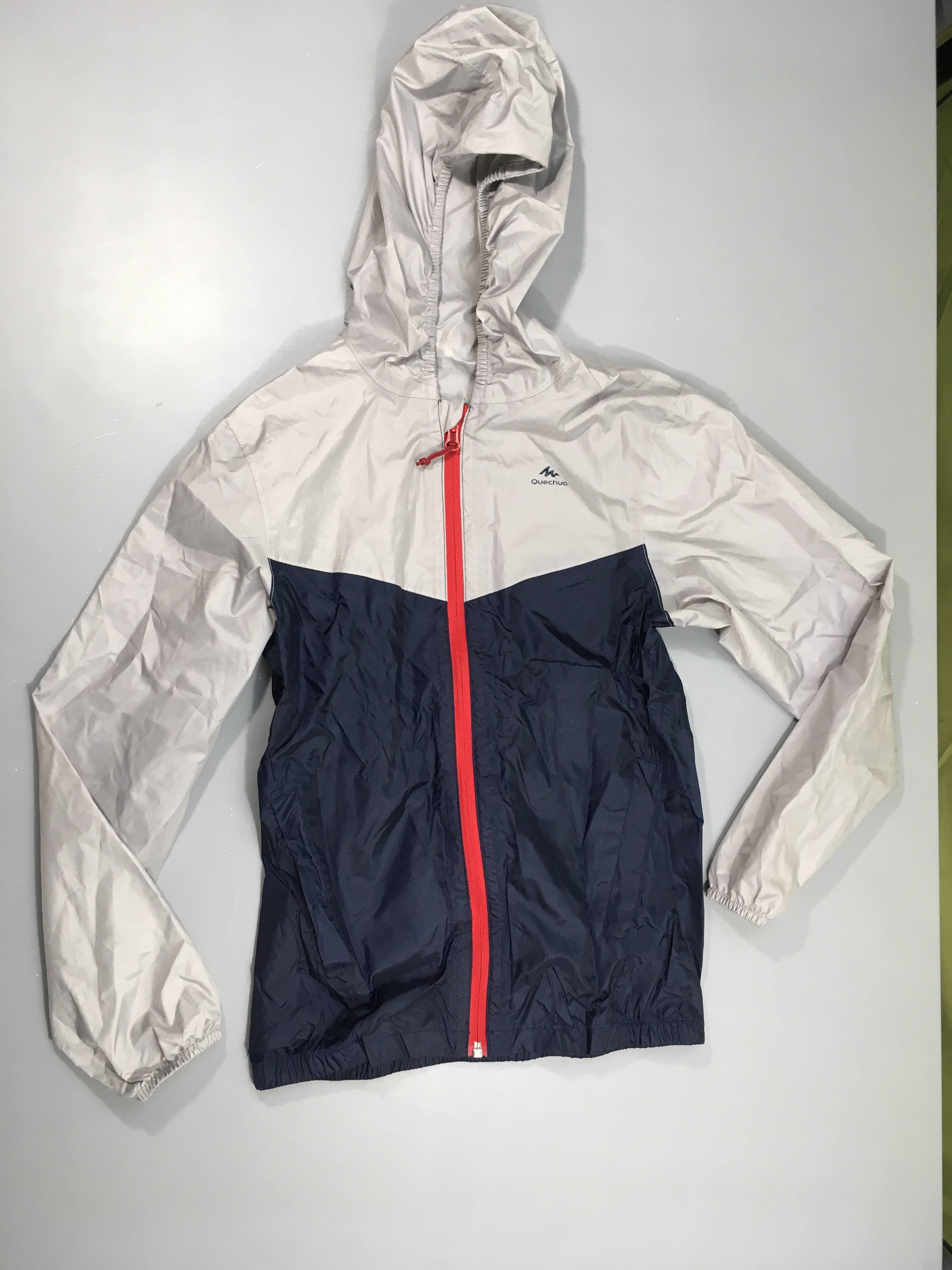 Veste style k-way bleu/gris quechua à capuche