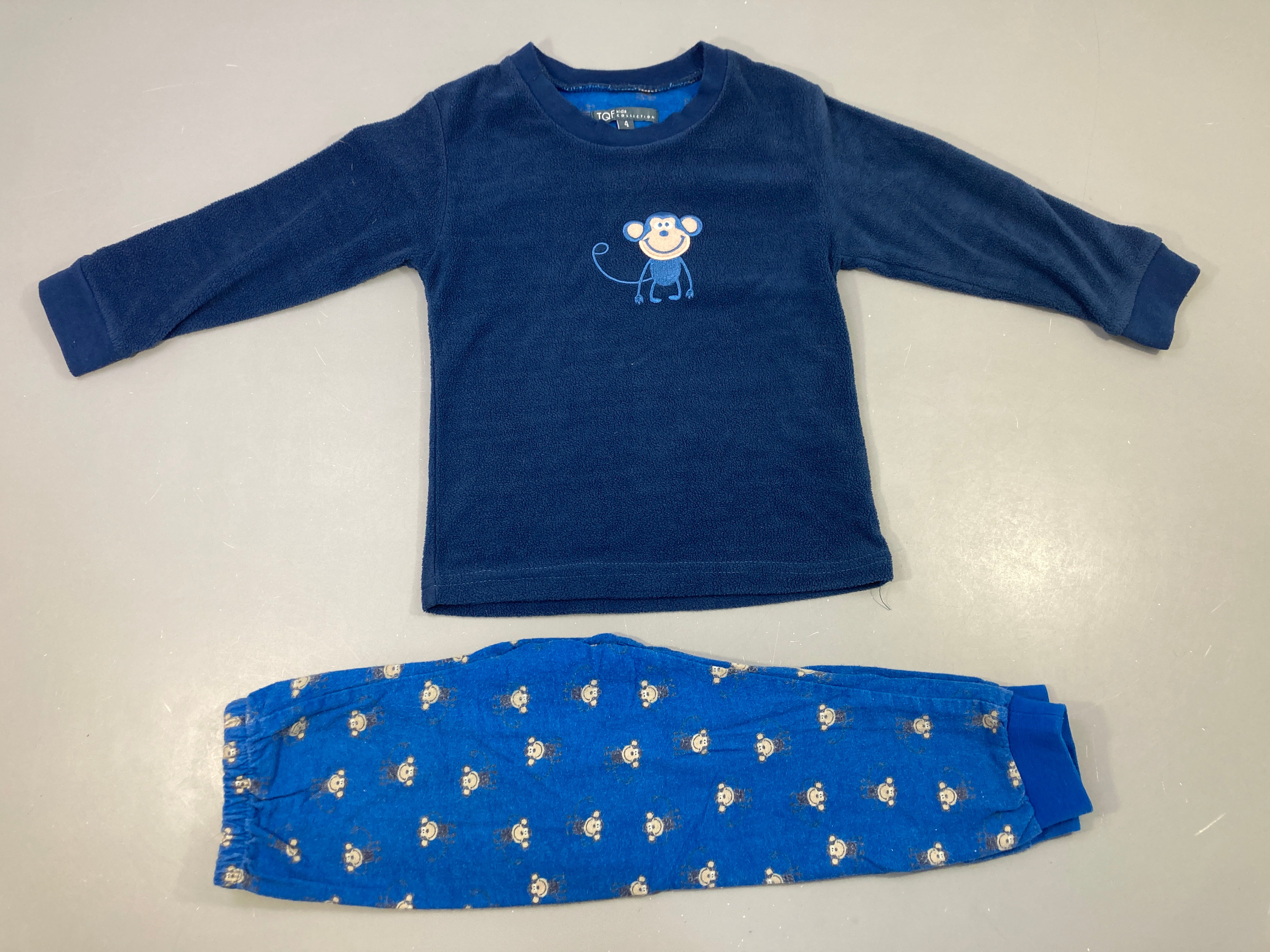Pyjama velours-molleton bleu Singe