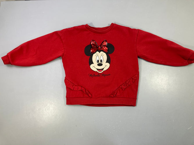 Sweat rouge Minnie sequins, moins cher chez Petit Kiwi