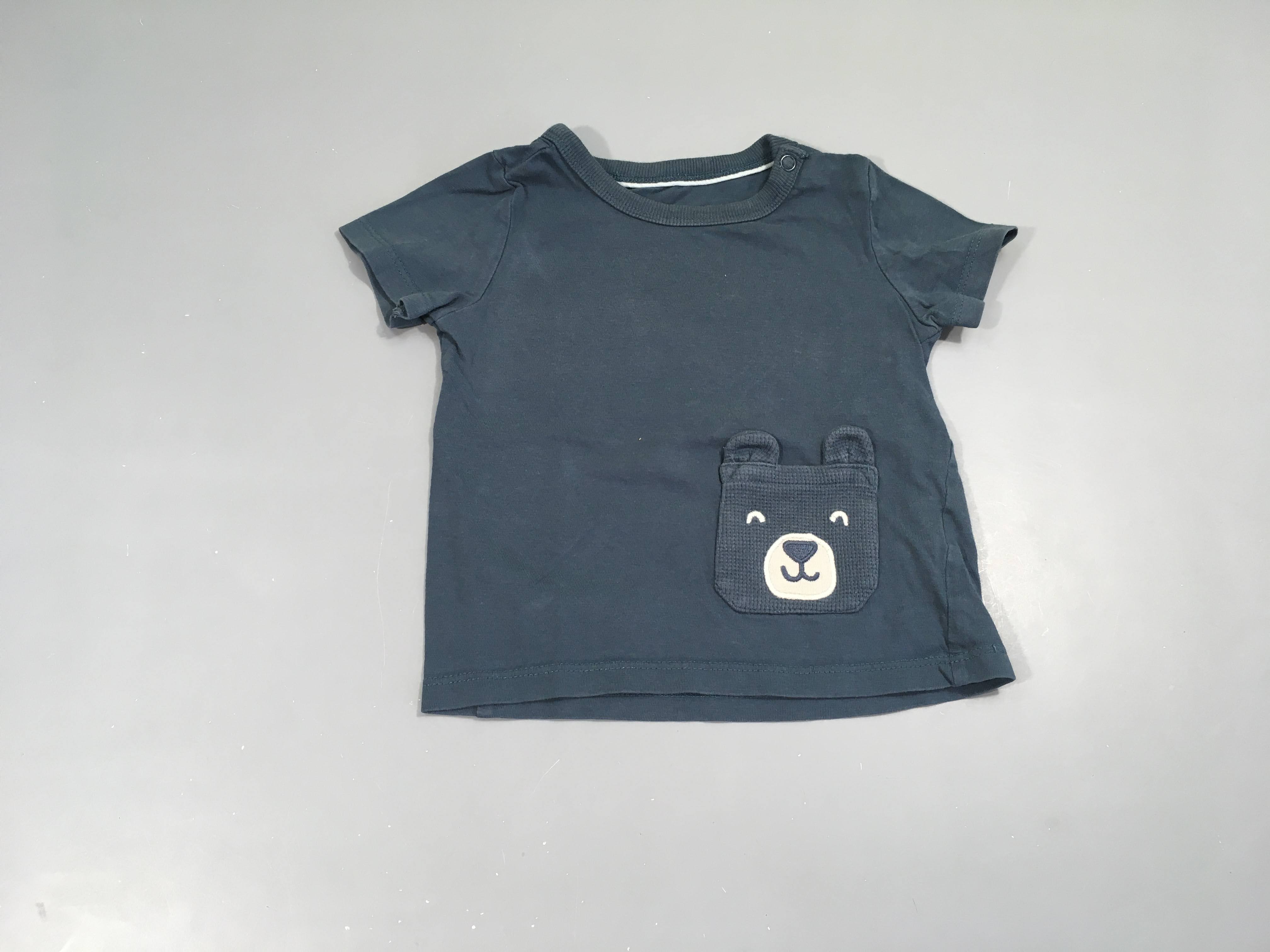 T-shirt m.c bleu pression cou poche ours