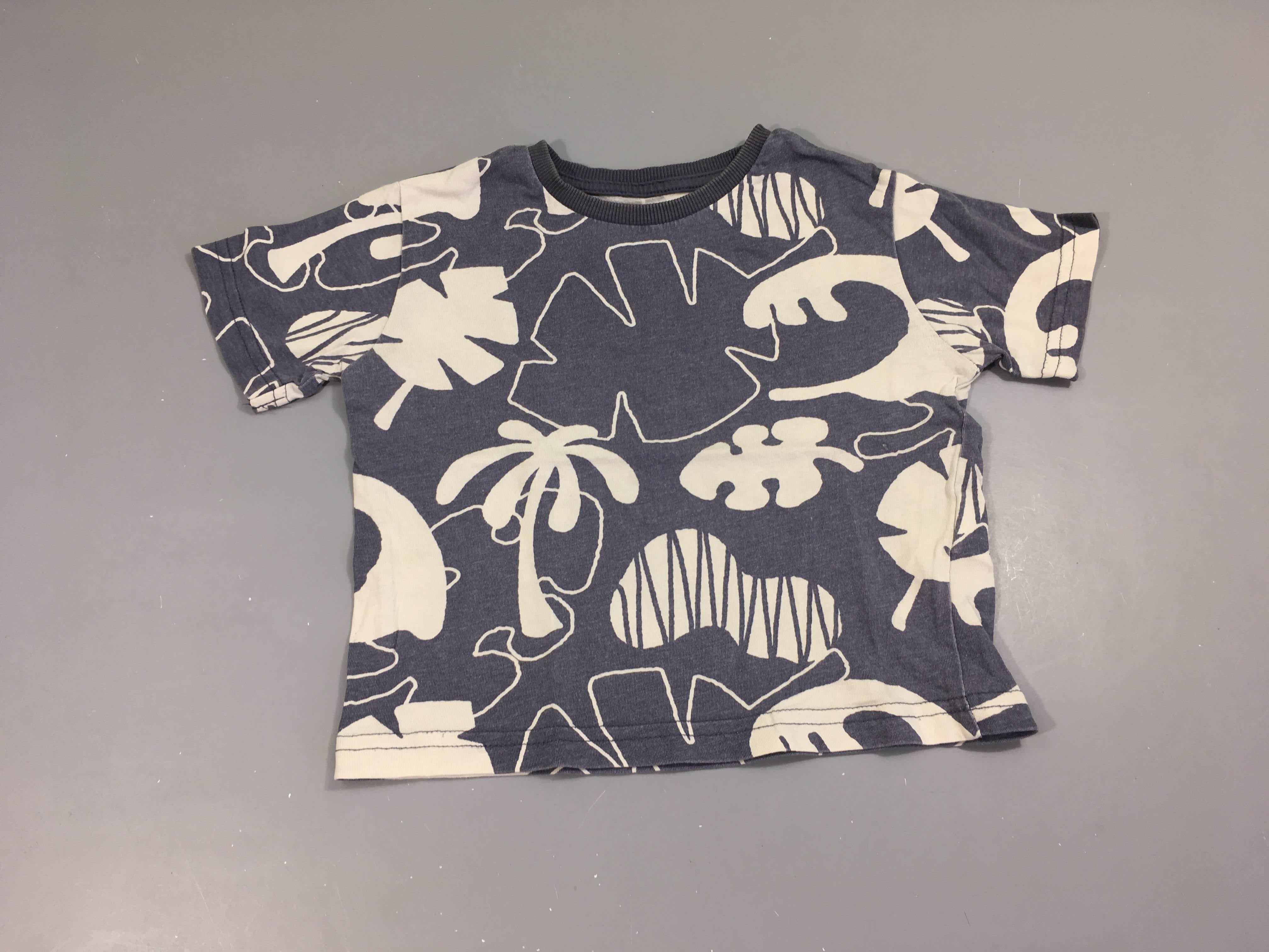 T-shirt m.c bleu motifs blancs