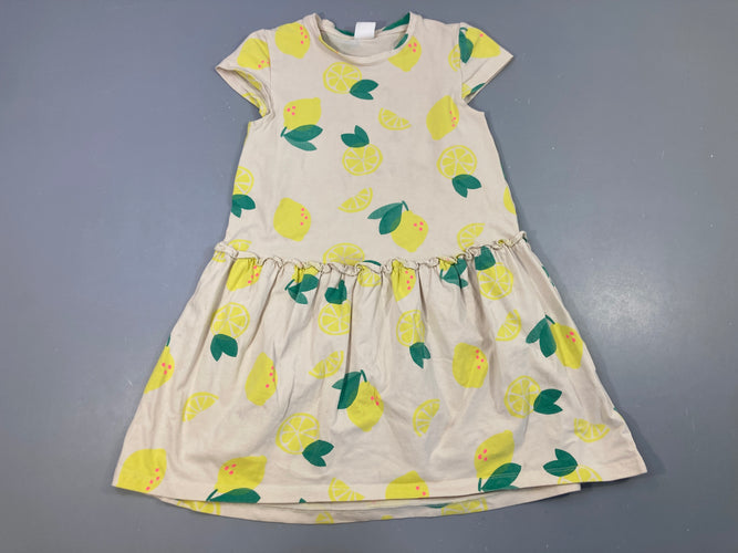 Robe m.c jersey écru citrons, moins cher chez Petit Kiwi