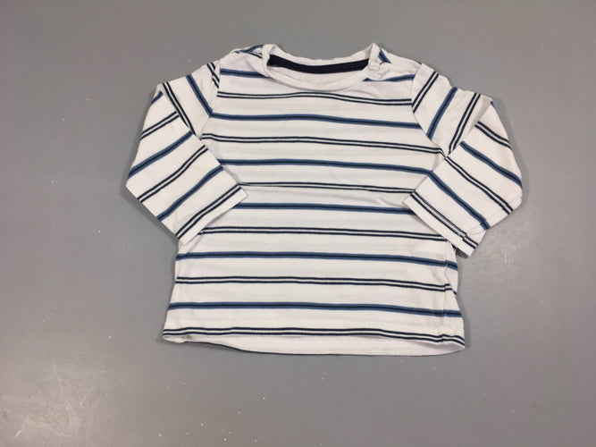 T-shirt m.l blanc rayé bleu, moins cher chez Petit Kiwi