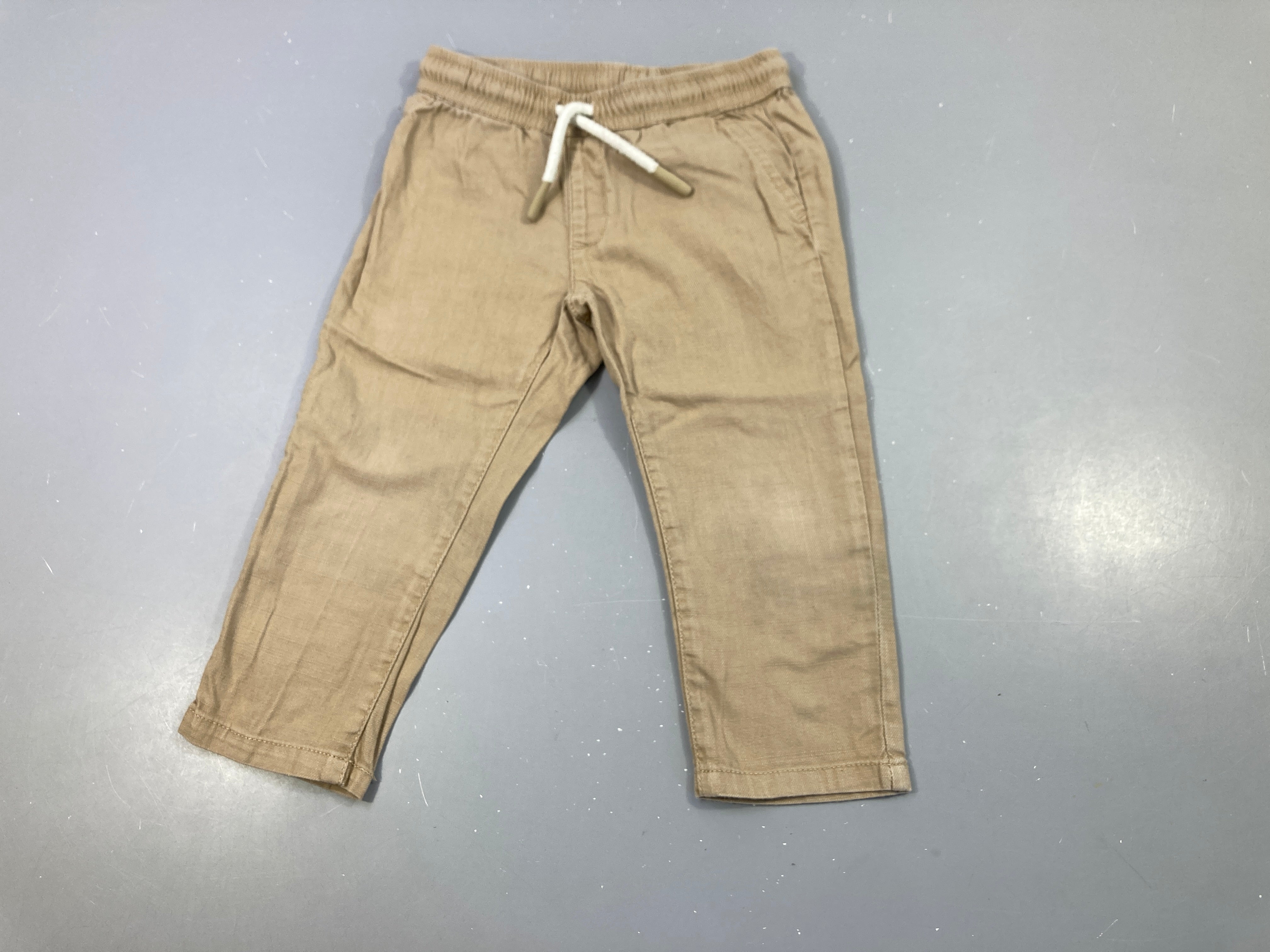 Pantalon beige 100% coton taille élastique