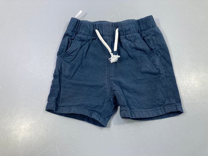 Short bleu foncé coton taille élastique légèrement délavé, moins cher chez Petit Kiwi