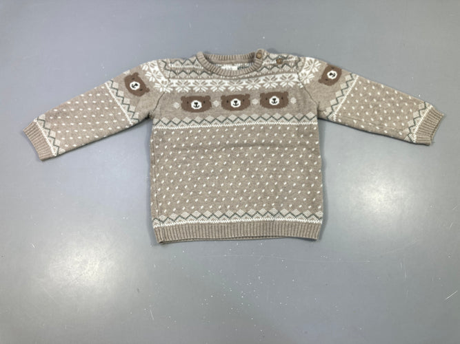 Pull beige-taupe ours, moins cher chez Petit Kiwi