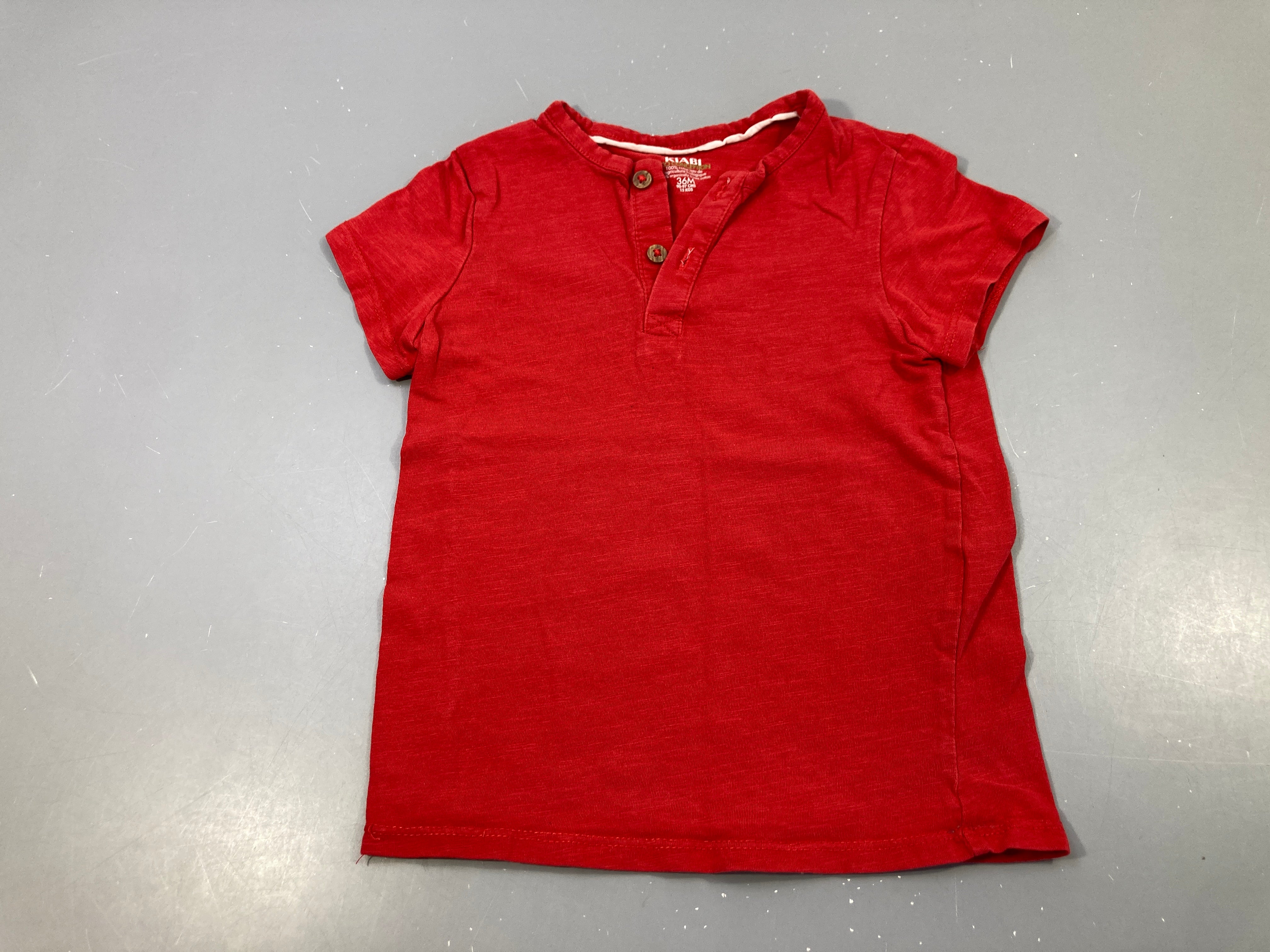 T-shirt m.c rouge flammé col boutonné