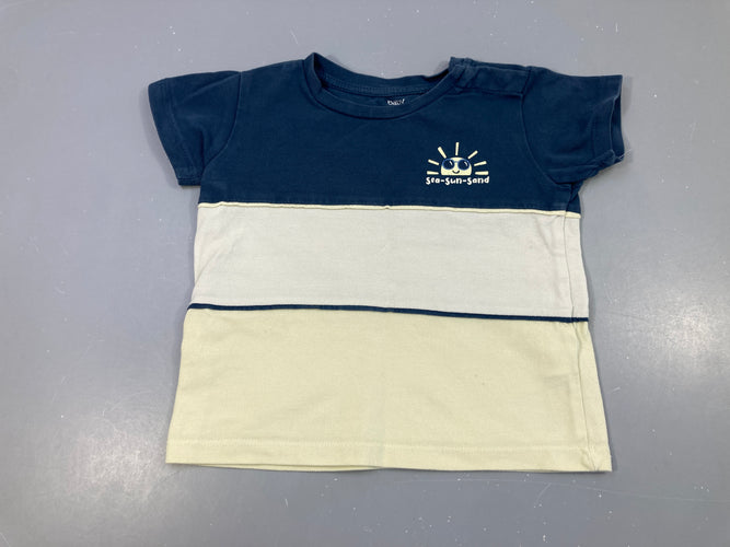 T-shirt m.c coton piqué bleu-blanc jaune extra clair soleil Petite taches, moins cher chez Petit Kiwi
