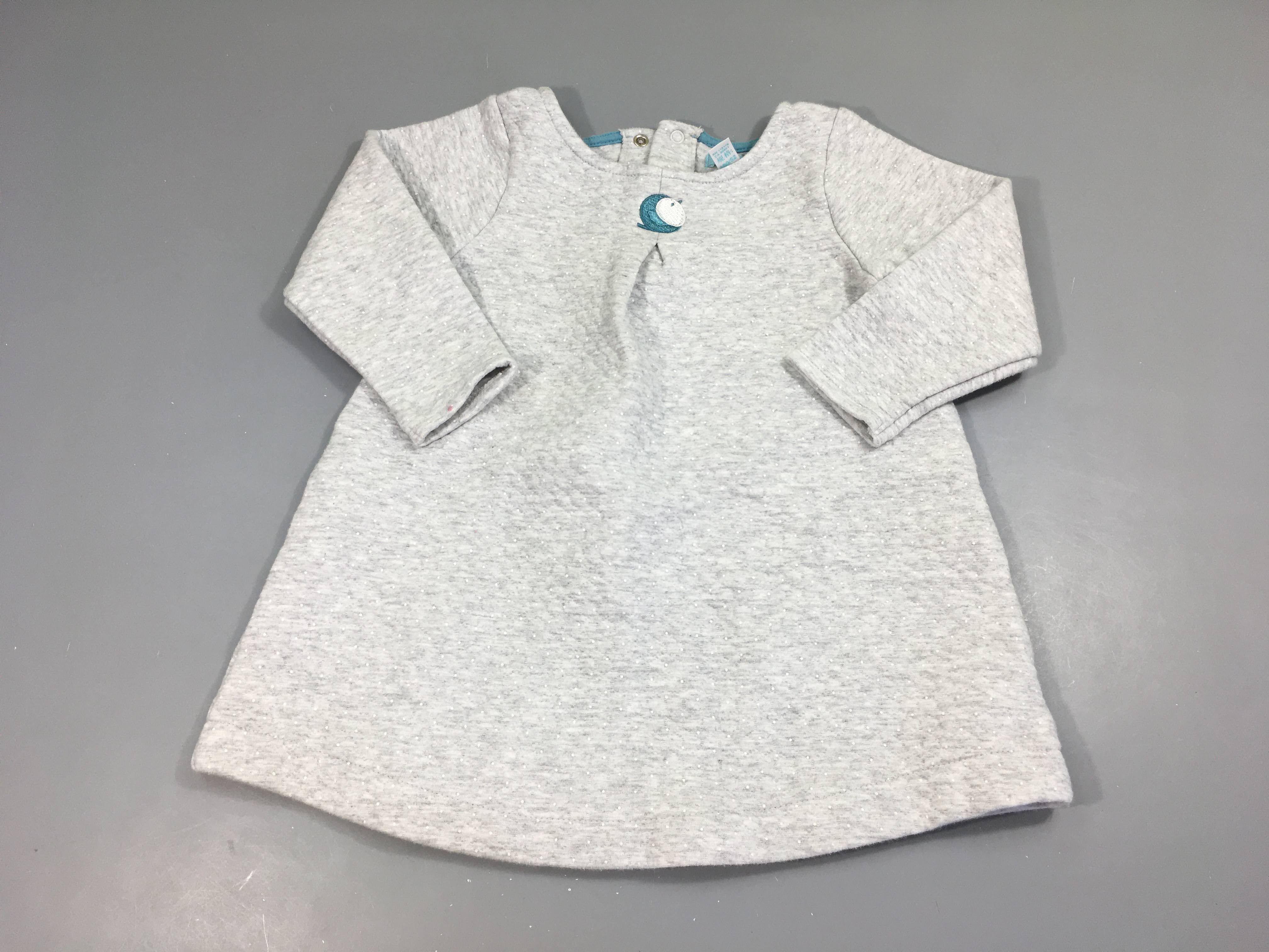 Robe m.l molleton texturé gris oiseau