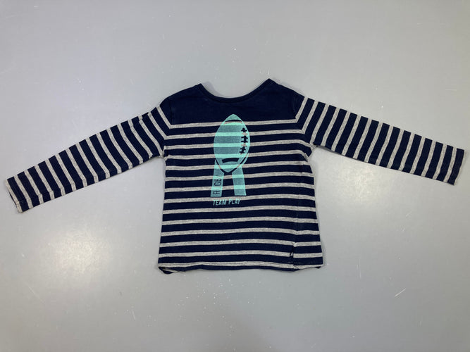 T-shirt m.l bleu rayé gris Balon team play, moins cher chez Petit Kiwi
