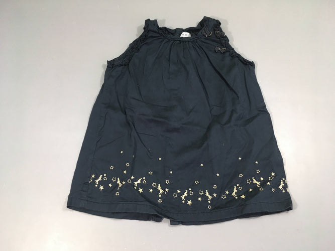 Robe s.m bleu foncé motifs dorés brodés bas, moins cher chez Petit Kiwi
