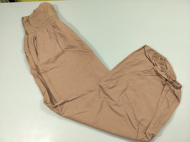 Pantalon de grossesse  brun clair taille et chevilles élastiques, moins cher chez Petit Kiwi