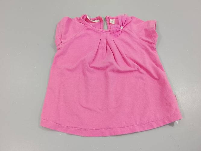 T-shirt m.c rose, noeud  au col, moins cher chez Petit Kiwi