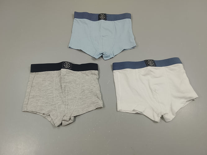 Lot de 3 boxers 1blanc, 1 bleu clair, 1 gris clair flammé, moins cher chez Petit Kiwi
