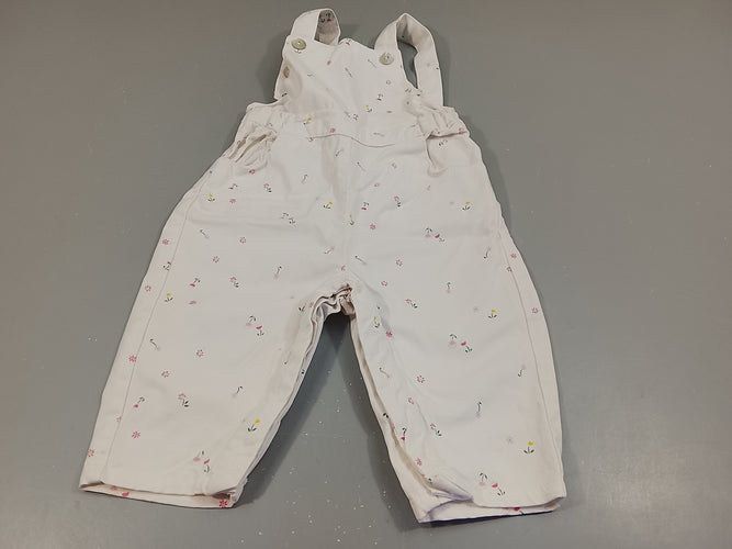 Salopette blanche  motifs petites fleurs, moins cher chez Petit Kiwi