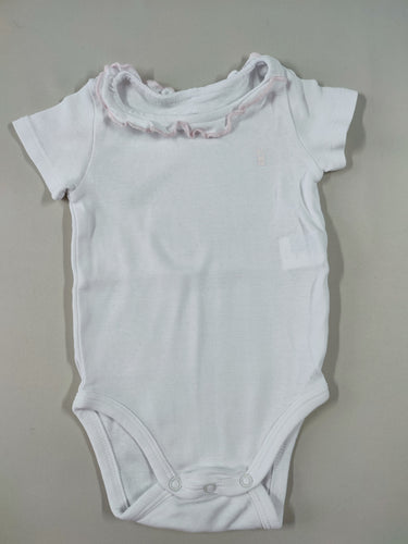 Body m.c blanc col froufrou lisière rose, moins cher chez Petit Kiwi
