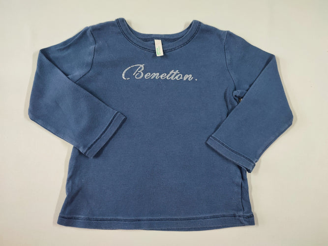 Chemisette m.l bleu marine "Benetton" en paillettes, moins cher chez Petit Kiwi