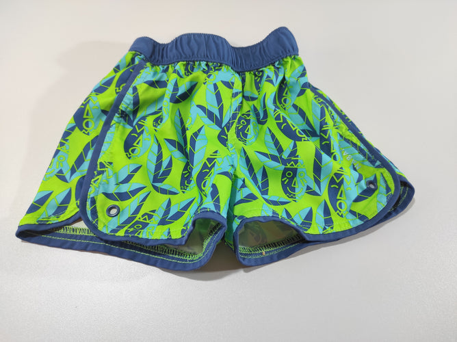 Short bleu marine vert motifs masques  africains, moins cher chez Petit Kiwi
