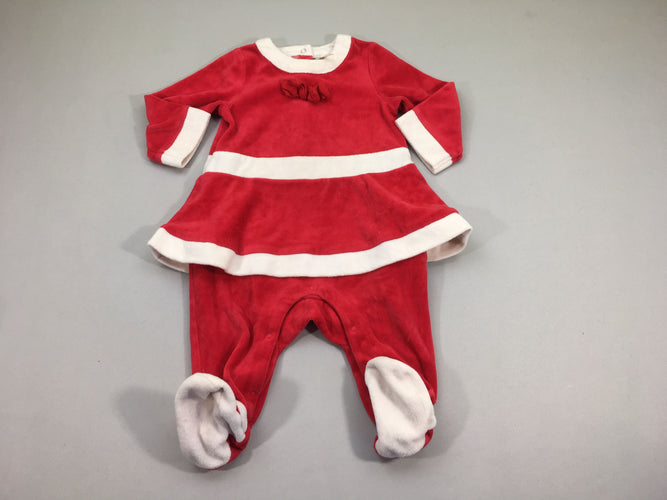 Pyjama velours rouge robe Noël, moins cher chez Petit Kiwi